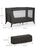 KINDERKRAFT Patut pliabil cu un nivel si Geanta de transport inclusa Joy Light Grey pliabil in 5 secunde