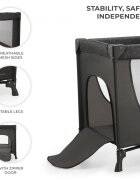KINDERKRAFT Patut pliabil cu un nivel si Geanta de transport inclusa Joy Light Grey pliabil in 5 secunde