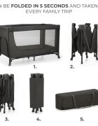 KINDERKRAFT Patut pliabil cu un nivel si Geanta de transport inclusa Joy Light Grey pliabil in 5 secunde