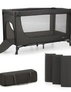 KINDERKRAFT Patut pliabil cu un nivel si Geanta de transport inclusa Joy Light Grey pliabil in 5 secunde