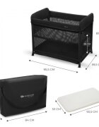 KINDERKRAFT Patut pliabil Moon Dream Black echipat cu o saltea sigura partile laterale din plasa geanta inclusa