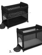 KINDERKRAFT Patut pliabil Moon Dream Black echipat cu o saltea sigura partile laterale din plasa geanta inclusa