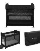 KINDERKRAFT Patut pliabil Moon Dream Black echipat cu o saltea sigura partile laterale din plasa geanta inclusa