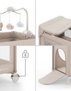 KINDERKRAFT Patut pliabil pentru copii Leody UP Beige cu 2 nivele dimensiuni 120x60 cm accesorii incluse
