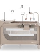 KINDERKRAFT Patut pliabil pentru copii Leody UP Beige cu 2 nivele dimensiuni 120x60 cm accesorii incluse