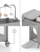KINDERKRAFT Patut pliabil pentru copii Leody UP Grey cu 2 nivele dimensiuni 120x60 cm accesorii incluse