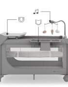KINDERKRAFT Patut pliabil pentru copii Leody UP Grey cu 2 nivele dimensiuni 120x60 cm accesorii incluse