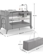 KINDERKRAFT Patut pliabil pentru copii Leody UP Grey cu 2 nivele dimensiuni 120x60 cm accesorii incluse