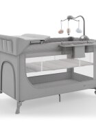 KINDERKRAFT Patut pliabil pentru copii Leody UP Grey cu 2 nivele dimensiuni 120x60 cm accesorii incluse