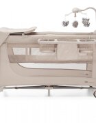 KINDERKRAFT Patut travel Joy 2 Beige cu 2 nivele dubla protectie impotriva auto-plierii intrare laterala cu fermoar carusel masuta de infasat si organizator incluse