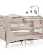 KINDERKRAFT Patut travel Joy 2 Beige cu 2 nivele dubla protectie impotriva auto-plierii intrare laterala cu fermoar carusel masuta de infasat si organizator incluse