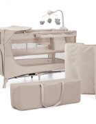 KINDERKRAFT Patut travel Joy 2 Beige cu 2 nivele dubla protectie impotriva auto-plierii intrare laterala cu fermoar carusel masuta de infasat si organizator incluse