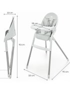 KINDERKRAFT Scaun de masa Dinnly Grey transformabil intr-un scaun inalt husa scaun PU pana la 15 kg
