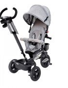 KINDERKRAFT Tricicleta pentru copii Aveo Light Grey de la 9 luni cu sezut rotativ suport pentru picioare maner cu control al directiei gentuta si cos pentru accesorii