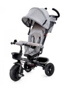 KINDERKRAFT Tricicleta pentru copii Aveo Light Grey de la 9 luni cu sezut rotativ suport pentru picioare maner cu control al directiei gentuta si cos pentru accesorii