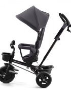 KINDERKRAFT Tricicleta pentru copii Aveo Malachite Grey de la 9 luni cu sezut rotativ suport pentru picioare maner cu control al directiei gentuta si cos pentru accesorii