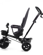 KINDERKRAFT Tricicleta pentru copii Aveo Malachite Grey de la 9 luni cu sezut rotativ suport pentru picioare maner cu control al directiei gentuta si cos pentru accesorii
