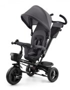 KINDERKRAFT Tricicleta pentru copii Aveo Malachite Grey de la 9 luni cu sezut rotativ suport pentru picioare maner cu control al directiei gentuta si cos pentru accesorii