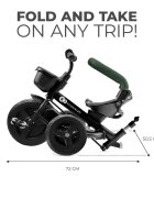KINDERKRAFT Tricicleta pentru copii Aveo Mystic Green de la 9 luni cu sezut rotativ suport pentru picioare maner cu control al directiei gentuta si cos pentru accesorii