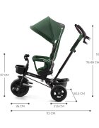 KINDERKRAFT Tricicleta pentru copii Aveo Mystic Green de la 9 luni cu sezut rotativ suport pentru picioare maner cu control al directiei gentuta si cos pentru accesorii