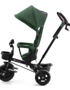 KINDERKRAFT Tricicleta pentru copii Aveo Mystic Green de la 9 luni cu sezut rotativ suport pentru picioare maner cu control al directiei gentuta si cos pentru accesorii