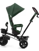 KINDERKRAFT Tricicleta pentru copii Aveo Mystic Green de la 9 luni cu sezut rotativ suport pentru picioare maner cu control al directiei gentuta si cos pentru accesorii