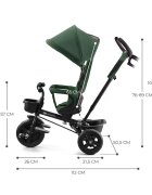 KINDERKRAFT Tricicleta pentru copii Aveo Mystic Green de la 9 luni cu sezut rotativ suport pentru picioare maner cu control al directiei gentuta si cos pentru accesorii