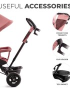KINDERKRAFT Tricicleta pentru copii Aveo Rose Pink de la 9 luni cu sezut rotativ suport pentru picioare maner cu control al directiei gentuta si cos pentru accesorii