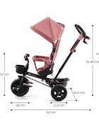 KINDERKRAFT Tricicleta pentru copii Aveo Rose Pink de la 9 luni cu sezut rotativ suport pentru picioare maner cu control al directiei gentuta si cos pentru accesorii