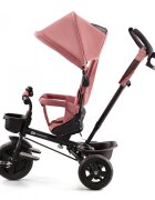 KINDERKRAFT Tricicleta pentru copii Aveo Rose Pink de la 9 luni cu sezut rotativ suport pentru picioare maner cu control al directiei gentuta si cos pentru accesorii