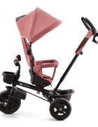 KINDERKRAFT Tricicleta pentru copii Aveo Rose Pink de la 9 luni cu sezut rotativ suport pentru picioare maner cu control al directiei gentuta si cos pentru accesorii
