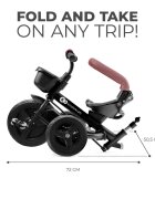 KINDERKRAFT Tricicleta pentru copii Aveo Rose Pink de la 9 luni cu sezut rotativ suport pentru picioare maner cu control al directiei gentuta si cos pentru accesorii