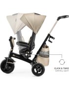 KINDERKRAFT Tricicleta pentru copii Easytwist Beige cu scaun reversibil pozitie de somn cauciucuri PU protectie UV de la varsta de 9 luni