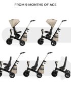 KINDERKRAFT Tricicleta pentru copii Easytwist Beige cu scaun reversibil pozitie de somn cauciucuri PU protectie UV de la varsta de 9 luni