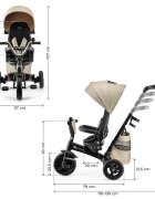 KINDERKRAFT Tricicleta pentru copii Easytwist Beige cu scaun reversibil pozitie de somn cauciucuri PU protectie UV de la varsta de 9 luni