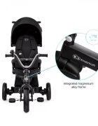 KINDERKRAFT Tricicleta pentru copii Easytwist Black cu scaun reversibil pozitie de somn cauciucuri PU protectie UV de la varsta de 9 luni