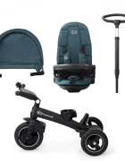KINDERKRAFT Tricicleta pentru copii Easytwist Midnight Green cu scaun reversibil pozitie de somn cauciucuri PU protectie UV de la varsta de 9 luni