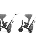 KINDERKRAFT Tricicleta pentru copii Easytwist platinum grey cu sezut rotativ 360 grade maner cu control al directiei reglabil pe 4 niveluri suport pentru cana sac-rucsac pentru accesorii frana pe rotile din spate