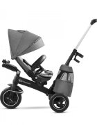 KINDERKRAFT Tricicleta pentru copii Easytwist platinum grey cu sezut rotativ 360 grade maner cu control al directiei reglabil pe 4 niveluri suport pentru cana sac-rucsac pentru accesorii frana pe rotile din spate