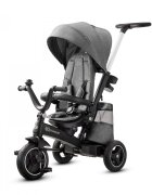 KINDERKRAFT Tricicleta pentru copii Easytwist platinum grey cu sezut rotativ 360 grade maner cu control al directiei reglabil pe 4 niveluri suport pentru cana sac-rucsac pentru accesorii frana pe rotile din spate