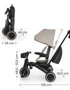 KINDERKRAFT Tricicleta pentru copii Jazz 3 Bej pliabila scaun rotativ spatar reglabil maner ajustabil