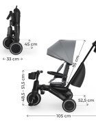 KINDERKRAFT Tricicleta pentru copii Jazz 3 Gri pliabila scaun rotativ spatar reglabil maner ajustabil
