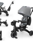 KINDERKRAFT Tricicleta pentru copii Jazz 3 Gri pliabila scaun rotativ spatar reglabil maner ajustabil