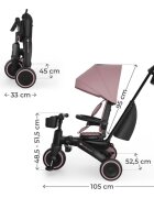 KINDERKRAFT Tricicleta pentru copii Jazz 3 Roz pliabila scaun rotativ spatar reglabil maner ajustabil