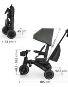 KINDERKRAFT Tricicleta pentru copii Jazz 3 Verde pliabila scaun rotativ spatar reglabil maner ajustabil