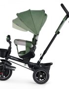 KINDERKRAFT Tricicleta pentru copii Spinstep Green 5 in 1 cu scaun reversibil maner cu control al directiei copertina XXl cu filtru UV roti rezistente PU spatar inalt si confortabil cu husa moale frana pe rotile din spat
