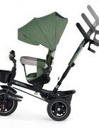 KINDERKRAFT Tricicleta pentru copii Spinstep Green 5 in 1 cu scaun reversibil maner cu control al directiei copertina XXl cu filtru UV roti rezistente PU spatar inalt si confortabil cu husa moale frana pe rotile din spat