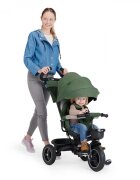 KINDERKRAFT Tricicleta pentru copii Spinstep Green 5 in 1 cu scaun reversibil maner cu control al directiei copertina XXl cu filtru UV roti rezistente PU spatar inalt si confortabil cu husa moale frana pe rotile din spat
