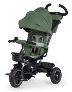 KINDERKRAFT Tricicleta pentru copii Spinstep Green 5 in 1 cu scaun reversibil maner cu control al directiei copertina XXl cu filtru UV roti rezistente PU spatar inalt si confortabil cu husa moale frana pe rotile din spat