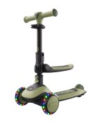 KINDERKRAFT Trotineta pentru copii Halley 2 Grassland Green reglabila pliabila roti Led luminoase cu scaunel
